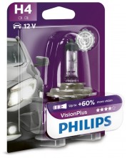 Žarulja za auto Philips - H4, Vision plus +60% more light, 12V, 60/55W, P43t-38 -1