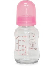 Staklena bočica Baby Care - ružičasta, 120 ml -1