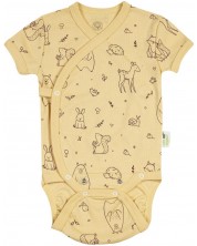 Dječji bodi kratkih rukava Bio Baby - Organski pamuk, 56 cm, 1-2 mjeseca, žuta, sa životinjama -1