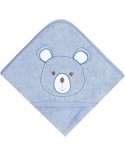 Dječji ručnik Bio Baby - Organski pamuk, s medvjedom, 80 х 80 cm, plavi -1