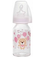 Staklena bočica za bebe NIP - Flow S, 0-6 m, 125 ml, girl  -1