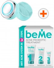 beMe Set - Gel za čišćenje, Hidratantna krema i Korektor + Uređaj za lice, 4W, 4 razine, tirkizni