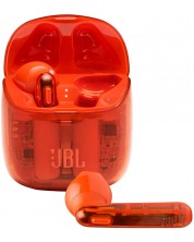 Bežične slušalice s mikrofonom JBL - T225 Ghost, TWS, narančaste
