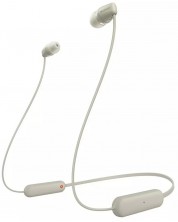 Bežične slušalice s mikrofonom Sony - WI-C100, bež -1