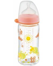 Bočica za bebe NIP - РР, Flow M, 0 m+, 260 ml, Girl, narančasto -1