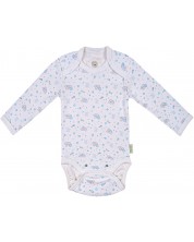Dječji bodi dugih rukava Bio Baby - Organski pamuk, 68 cm, 4-6 mjeseci, bijelo-plavi -1