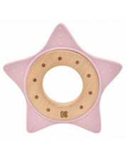 Grickalica od drveta i silikona KikkaBoo - Star, Pink -1
