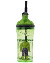 Čaša sa slamkom i 3D figuricom Stor Avengers - Invisible Force, Hulk, 360 ml -1