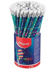 Crna grafitna olovka Maped Pixel Party - HB, s gumicom -1