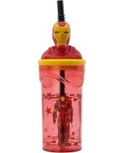 Čaša sa slamkom i 3D figuricom Stor Avengers - Invisible Force, Iron Man, 360 ml -1