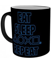 Šalica s termo efektom ABYstyle Games: PlayStation - Eat Sleep Repeat
