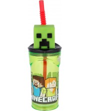 Čaša sa slamkom i 3D figuricom Stor Minecraft - 360 ml -1