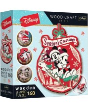 Drvena slagalica Trefl od 160 dijelova - Božićna avantura Mickeya i Minnie