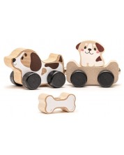 Drvena igračka na kotačima Cubika - Pametni štenci -1