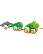 Drvena igračka za povlačenje Hape - Obitelj žaba