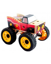 Drveni konstruktor Acool Toy - Monster truck, sa vijcima i maticama, 41 dio