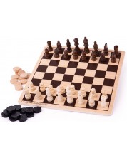 Drvena igra 2 u 1 Bigjigs - Šah i backgammon -1