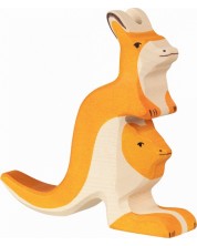 Drvena figurica Holztiger - Kengur s mladunčetom -1