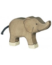 Drvena figurica Goki - Slon s podignutom surlom, mali