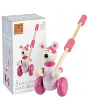 Drvena igračka za guranje Orange Tree Toys - Ružičasti miš, u kutiji -1