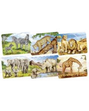 Drvena mini slagalica Goki - Afričke životinje, 24 dijela, asortiman