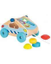 Drvena igračka Goki - Kutija za sortiranje, automobil za vuču -1