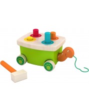 Drvena igračka Acool Toy - Kornjača s kotačima i čekićem -1