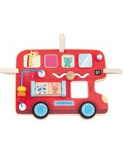 Drvena igračka Lelin - Tabla s aktivnostima, Autobus -1
