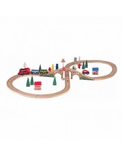 Drveni set Woody – Vlak s tračnicama i opremom, 40 dijelova