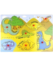 Drvena slagalica Acool Toy - Dinosauri, 8 dijelova
