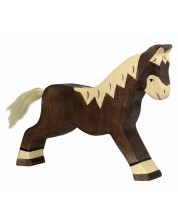Drvena figurica Holztiger - Konj u trku, tamnosmeđe boje