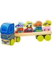 Drvena igračka Cubika - Nosač automobila s autićima -1