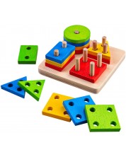 Drvena igračka za sortiranje Bigjigs - S geometrijskim oblicima -1