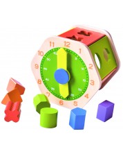 Drvena igračka Acool Toy - Šesterokutni sorter sa satom
