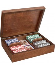 Drvena kutija Modiano - Radica, s 200 poker žetona i karata