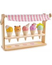 Drvena igračka Tender Leaf Toys - Štand sa sladoledom, osmijesi i korneti
