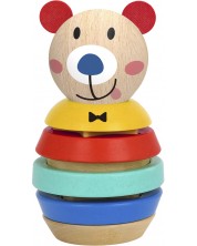 Drvena igračka za nizanje Tooky Toy - Sorter s oblicima, Nestašni medvjed