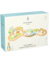 Drveni set za igru Orange Tree Toys Peter Rabbit - Vlak s tračnicama i figurama -1