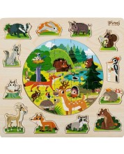 Drvena dječja slagalica 2 u 1 Pino - Šumske životinje, 33 dijela -1