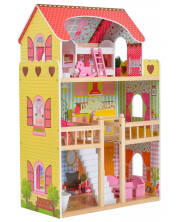 Drvena kućica za lutke Moni Toys - Emily, sa 17 dodataka