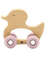 Drvena igračka s grickalicom KikkaBoo - Duck, Pink -1