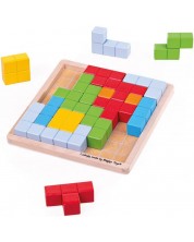Drvena igra Bigjigs - Blokovi s predlošcima -1