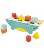 Drvena igračka za sortiranje Janod - Krokodil, s 8 kalupa