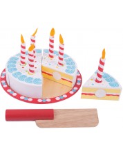Drveni kolač za rezanje Bigjigs - Rođendan -1