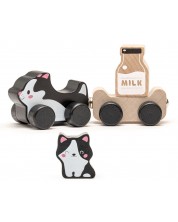 Drvena igračka na kotačima Cubika - Pametni mačići -1