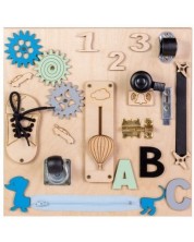 Drvena zabavna Montessori ploča Moni Toys - S plavim psom -1
