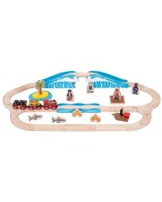 Drveni igralni set Bigjigs Rail – Piratski vlak i tračnice -1