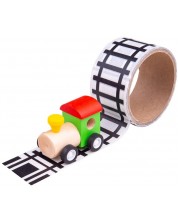 Drvena igračka Bigjigs - Vlak s tračnicama od samoljepljive trake -1