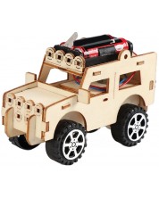 Drveni set Acool Toy - Napravi sam drveni džip s baterijama -1