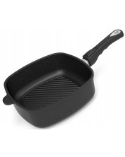 Duboka grill tava s mobilnom ručkom AMT - Gastroguss, 26 х 26 cm, crna